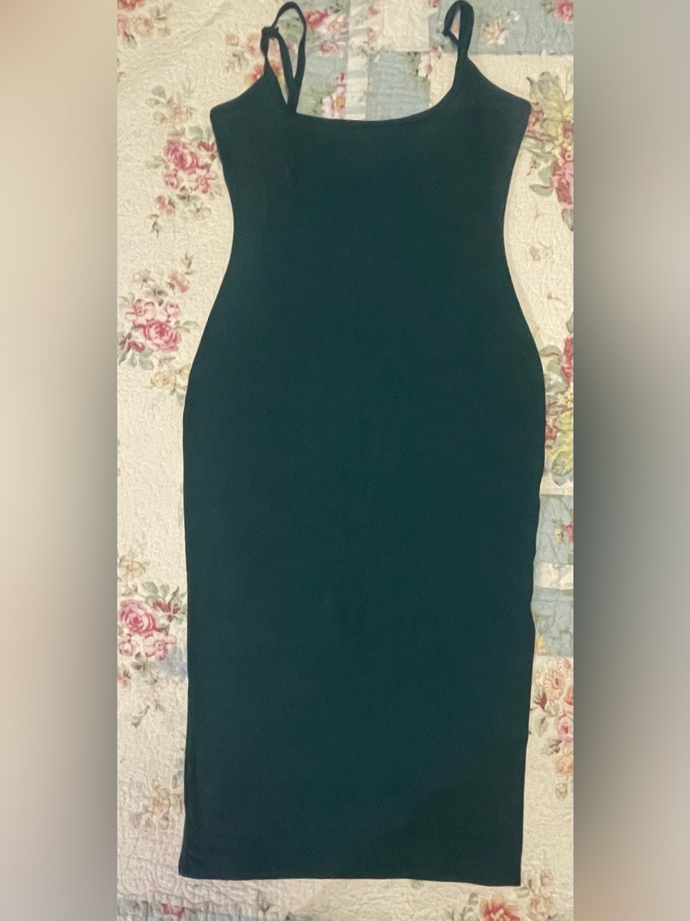 Fashion Nova Black Midi Bodycon Dress with Spaghetti Straps